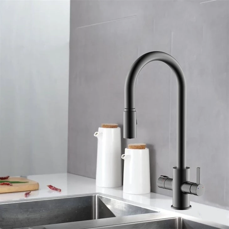 boiling water tap with pull out spray